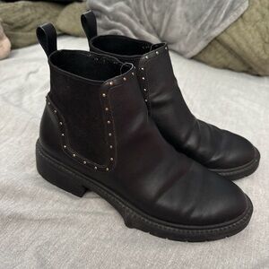 Coach Black Ankle Boots with Gold Studs